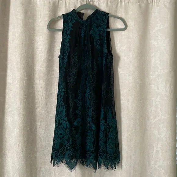 chinese dress ladies Shani Women's Novelty Embroidered Illusion Dress - Black Teal main image 1